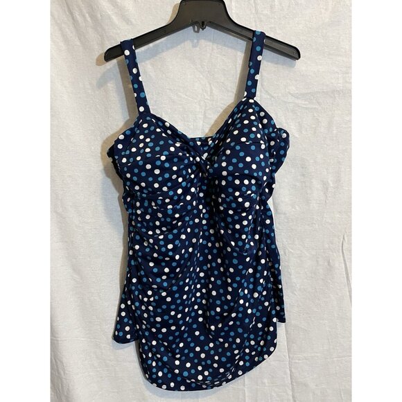 Merona 24W Blue Polka Dot One Piece Swimsuit - Picture 1 of 7